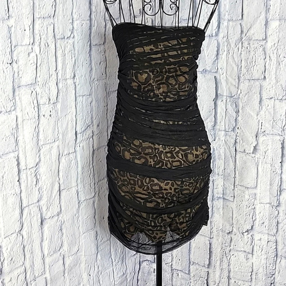 ARMANI EXCHANGE Strapless‎ Leopard Print Dress Size 6 - Picture 1 of 7